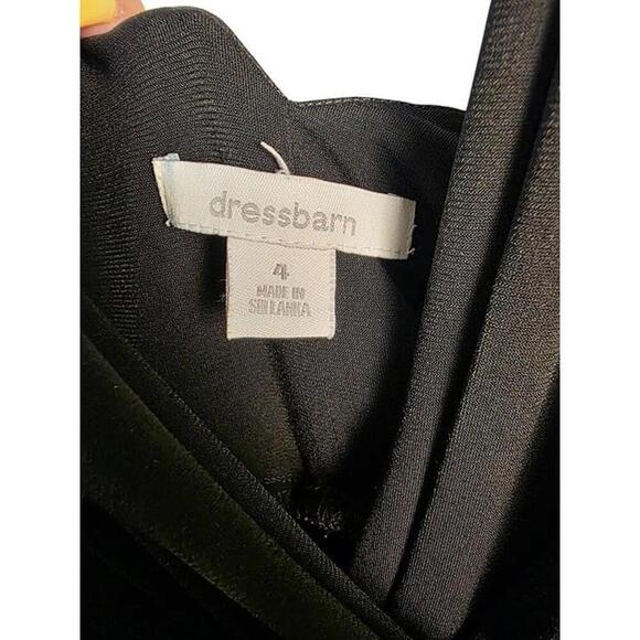 Dressbarn Black Ruched Midi Dress 4 Short Flutter Sleeves V-Neck Polyester Blen - Picture 6 of 8